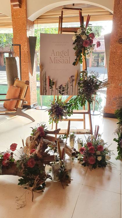 Signage and Floral detail — Arrival / Lobby decor — Alila Diwa Goa